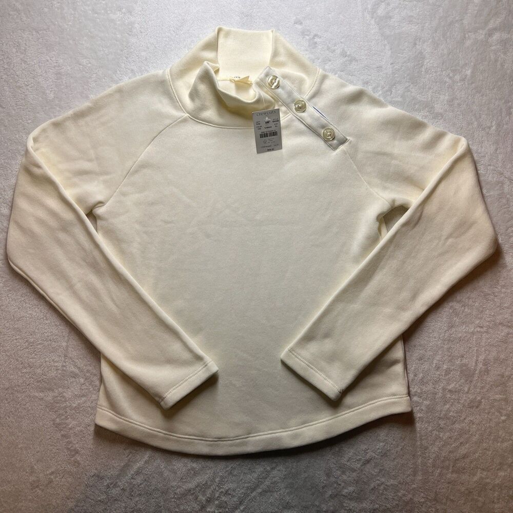 Crewcuts Girl's Button Neck Sweatshirt Striped Placket Ivory XL